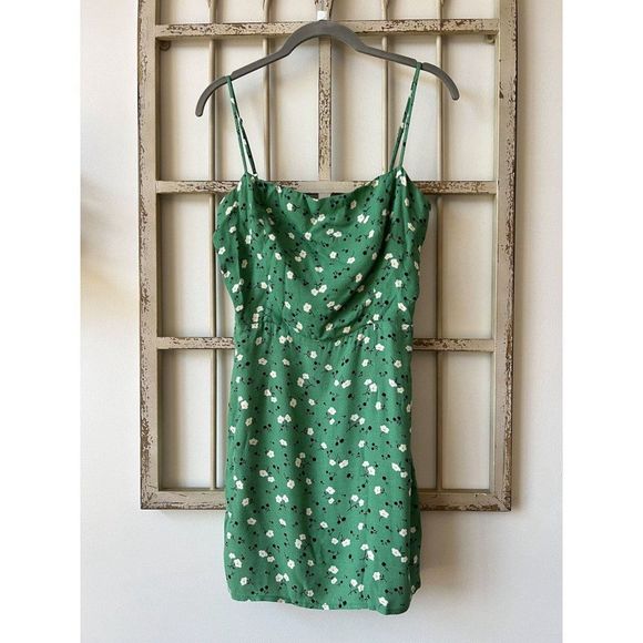 Reformation Sam Pico Green Floral Bodycon Stretch Mini Dress - Picture 4 of 9